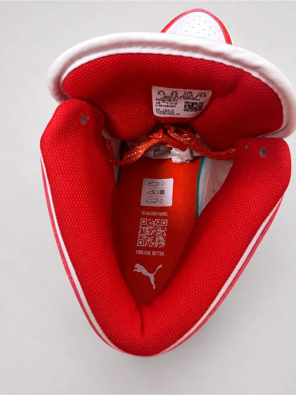 Puma Kids Red and White High-Top Sneakers